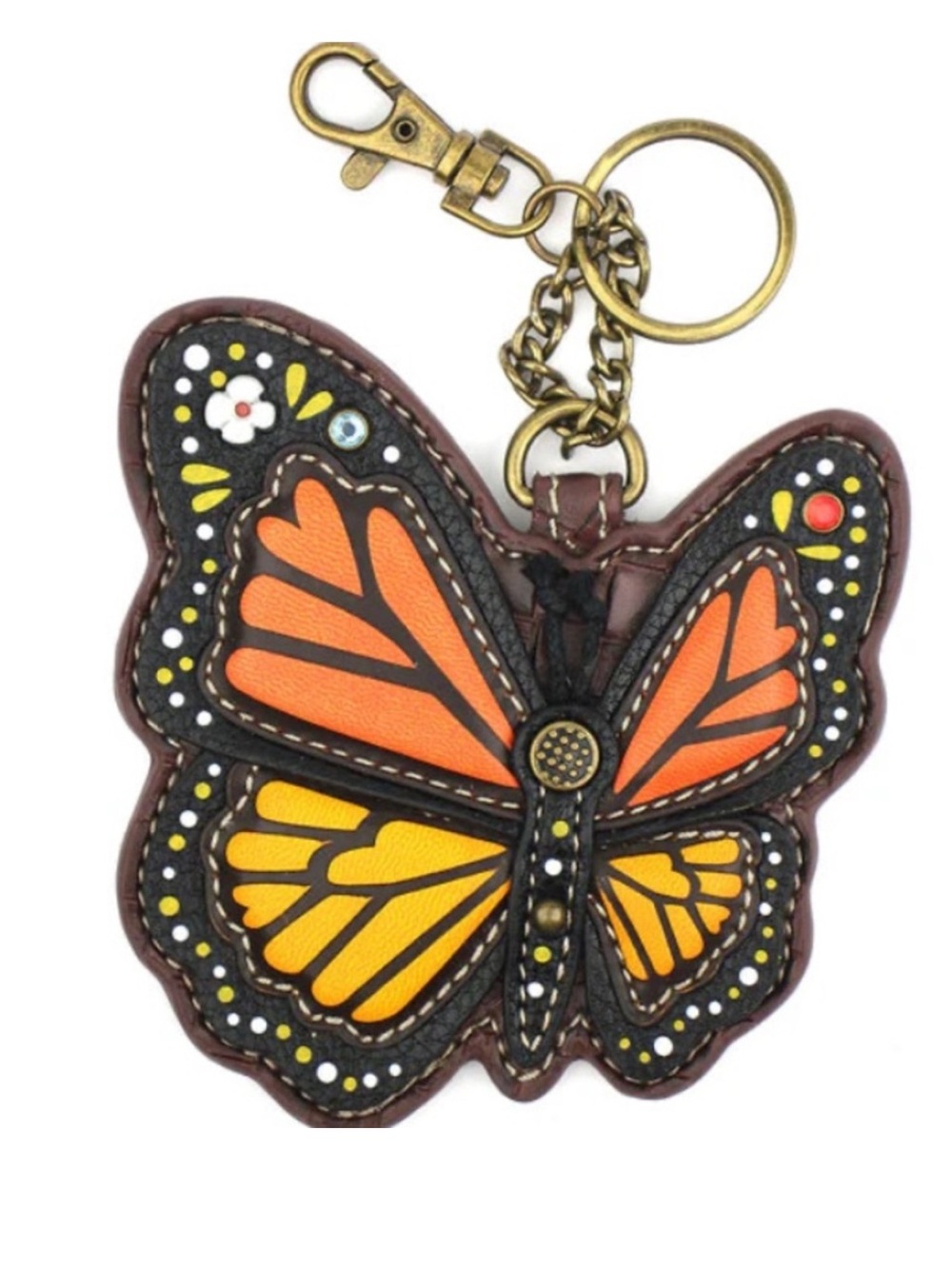 Chala leather Monarch Butterfly Coin pouch Keychain NWOT